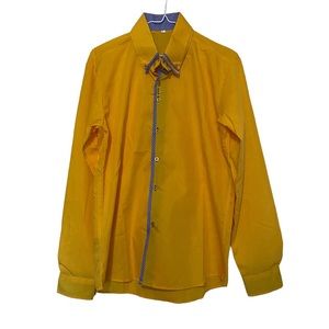 Men's Yellow Casual Long Sleeve Button Down Shirt